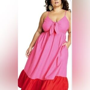 Tabitha Brown for Target Pink Bow—Front Cotton Dress